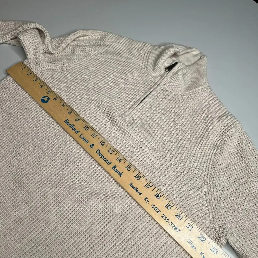 J.Crew Men’s Cotton Half Zip Sweater Cream Beige Pullover‎ Size L